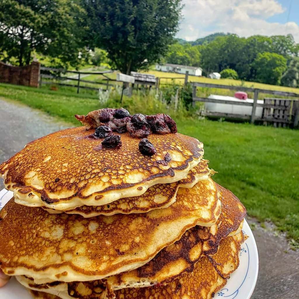 Blueberry pancakes fresh off the Blackstone Griddle