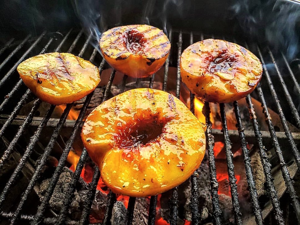 grilling peaches with bourbon brown sugar sauce
