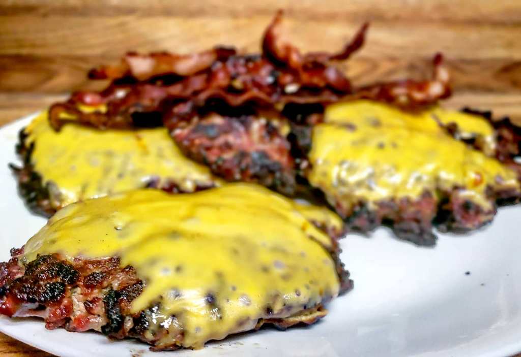 Bacon and grilled cheeseburgers