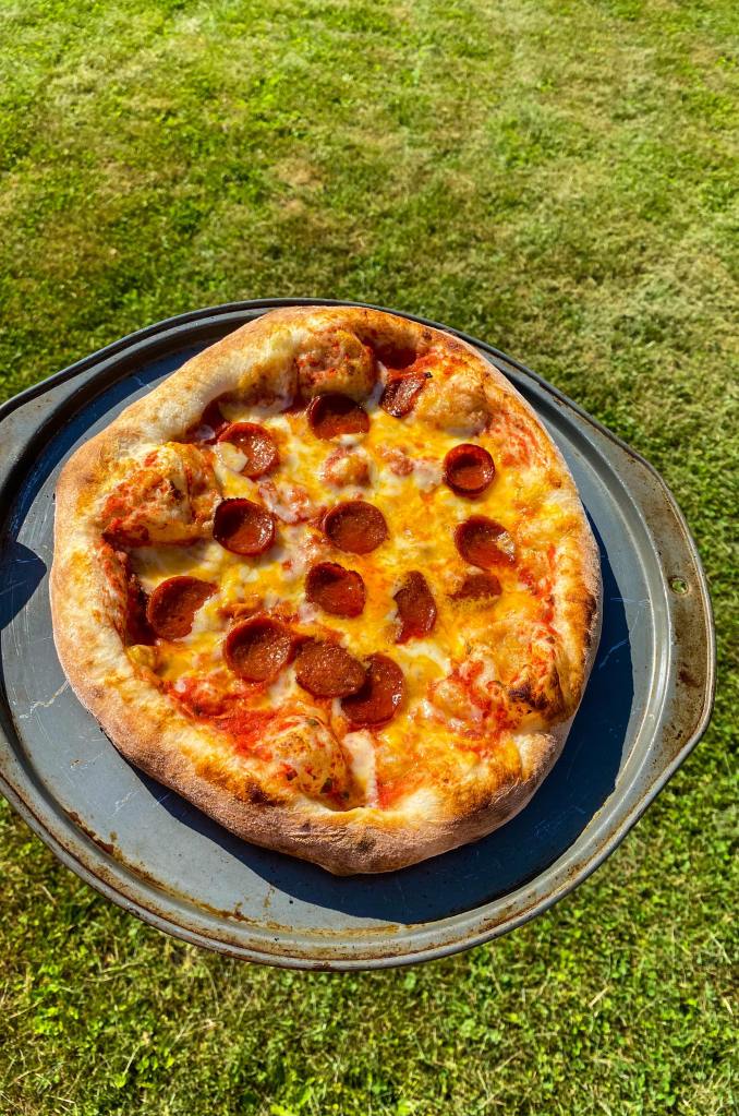 A pepperoni Neapolitan-style pie on the Blackstone Pizza Oven