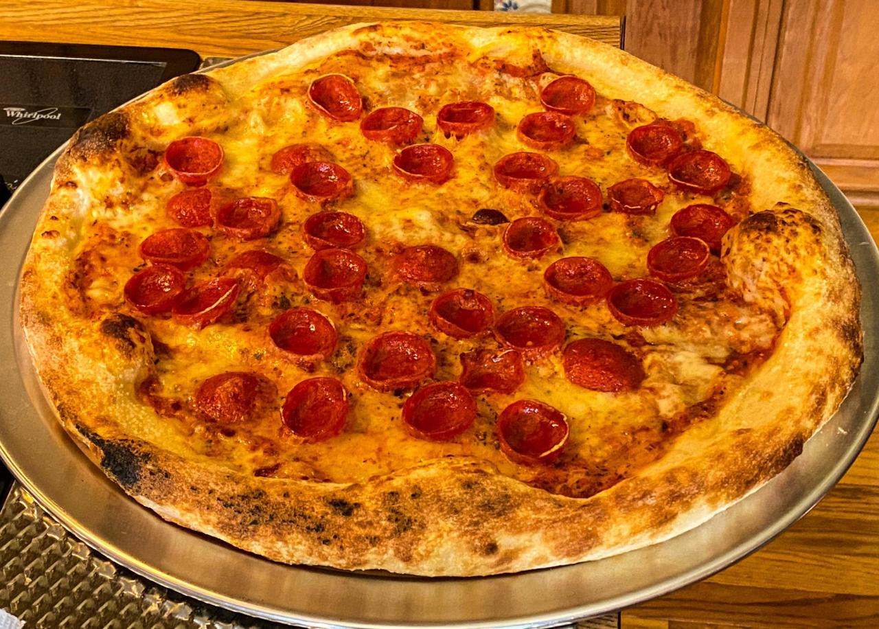 New York style pizza with pepperoni